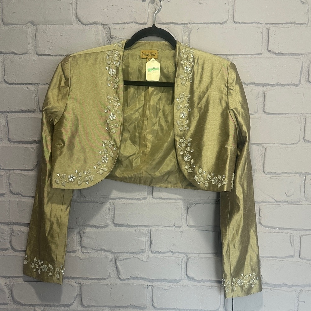 NEW vintage Midnight Velvet Gold Embellished Blazer size 12